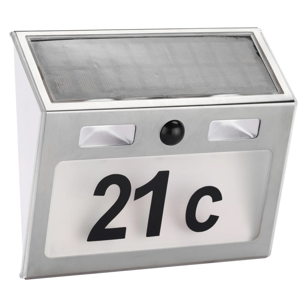 Hausnummer Solar LED-beleuchtet Silbern