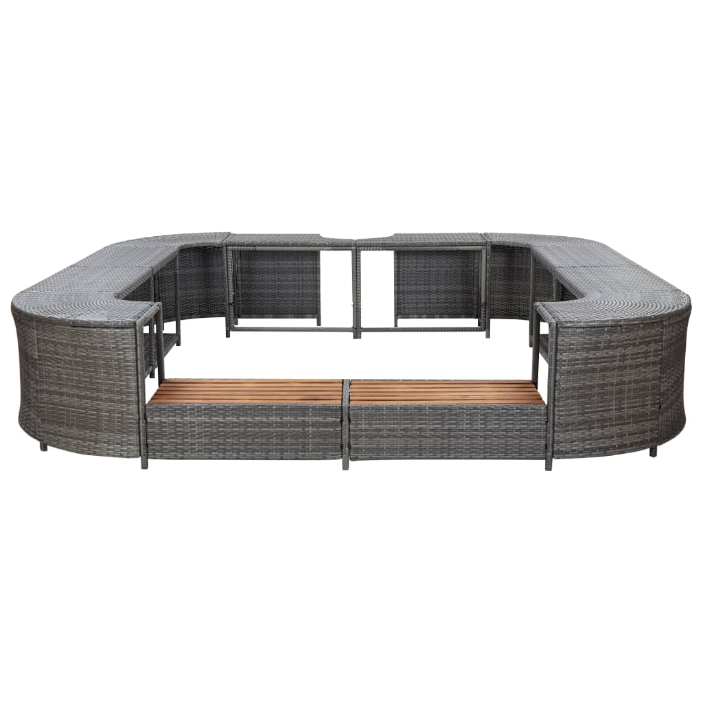 Whirlpool-Umrandung Quadratisch Grau 268x268x55 cm Poly Rattan