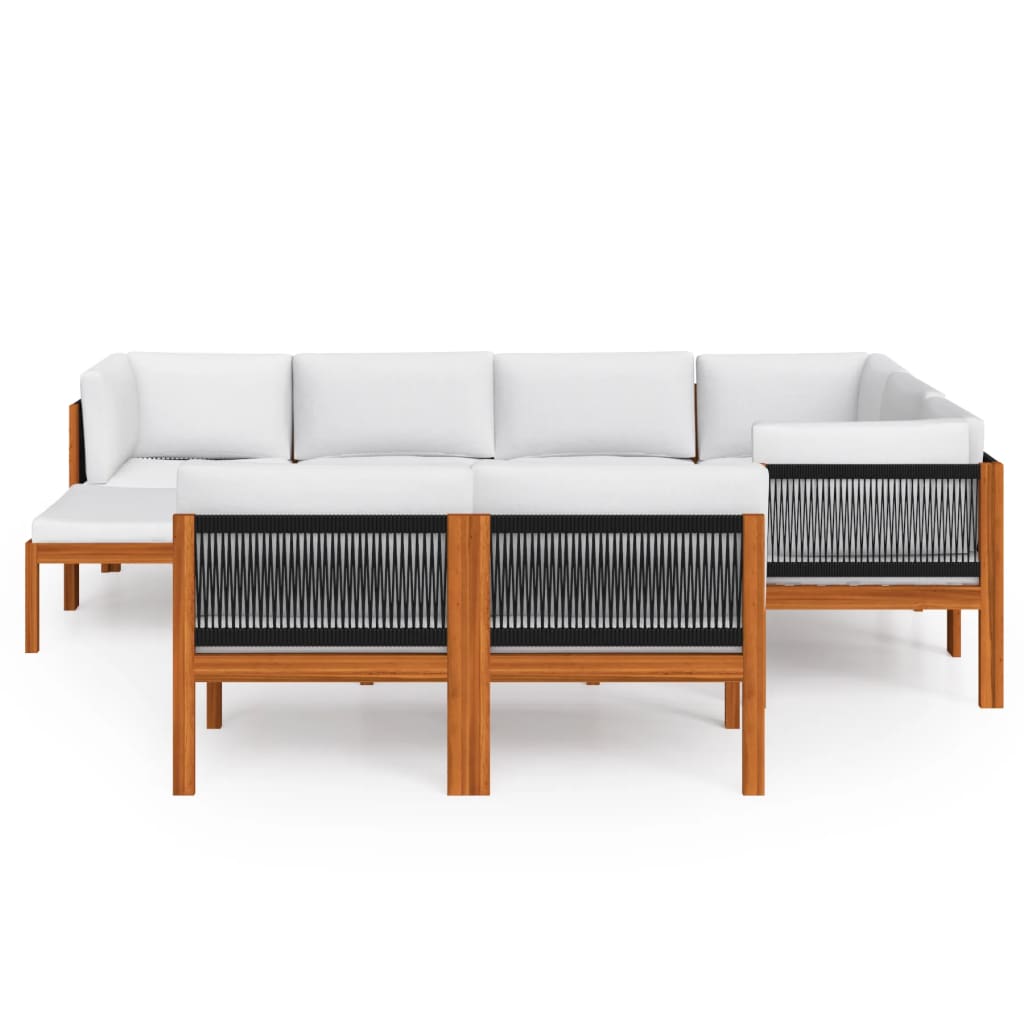 10-tlg. Garten-Lounge-Set mit Kissen Cremeweiß Massivholz Akazie