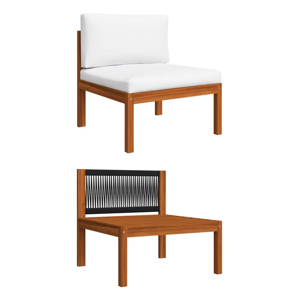 10-tlg. Garten-Lounge-Set mit Kissen Cremeweiß Massivholz Akazie