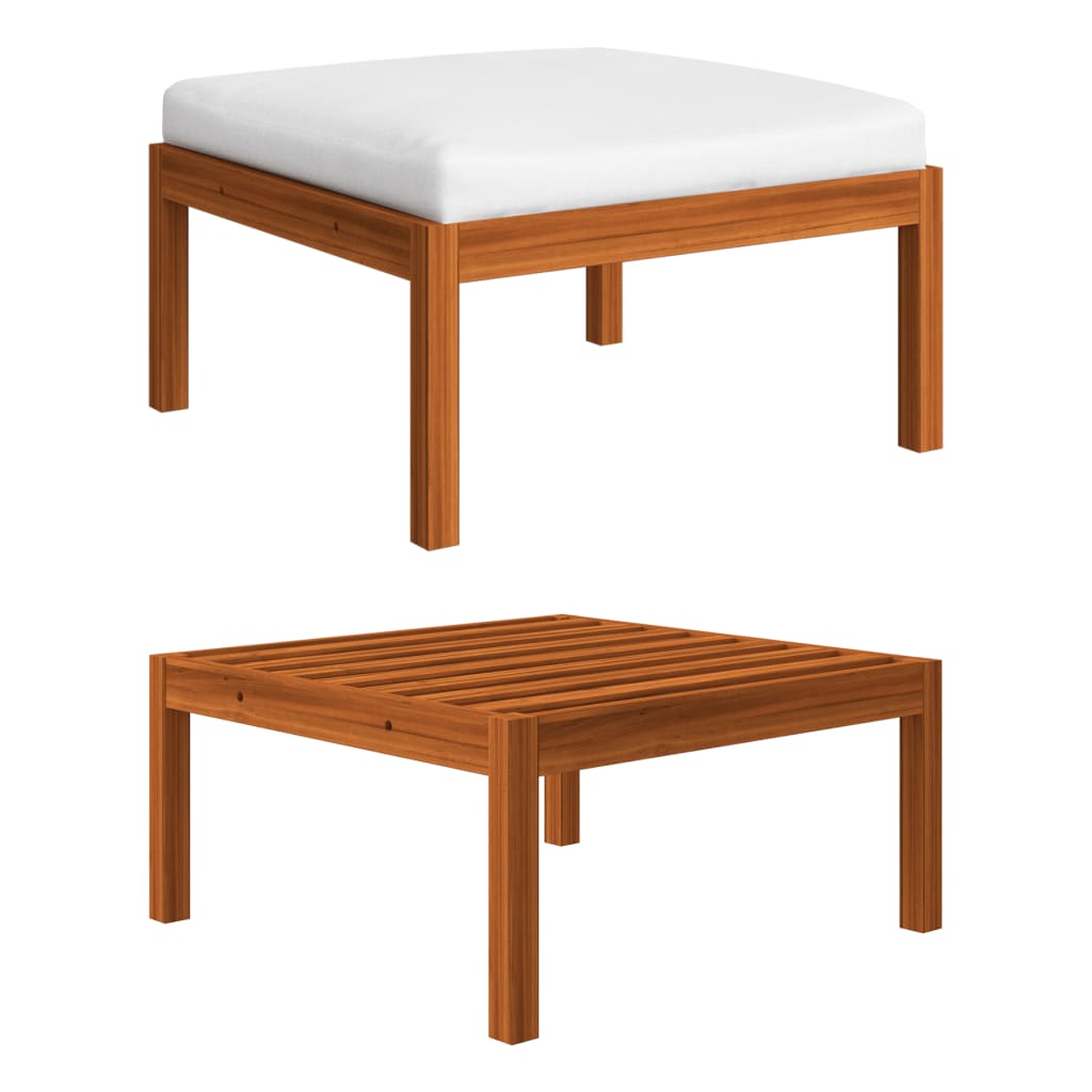 10-tlg. Garten-Lounge-Set mit Kissen Cremeweiß Massivholz Akazie