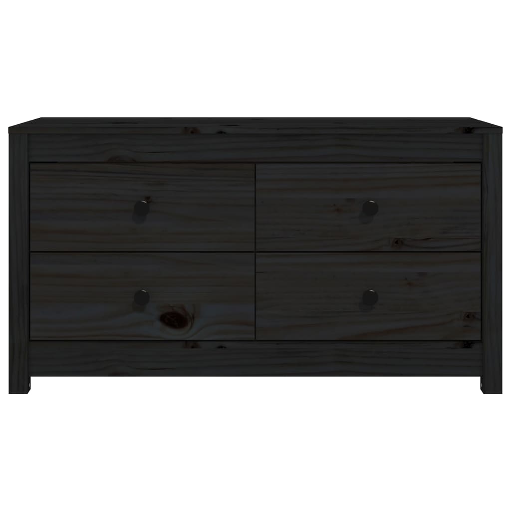 Beistellschrank Schwarz 100x40x54 cm Massivholz Kiefer