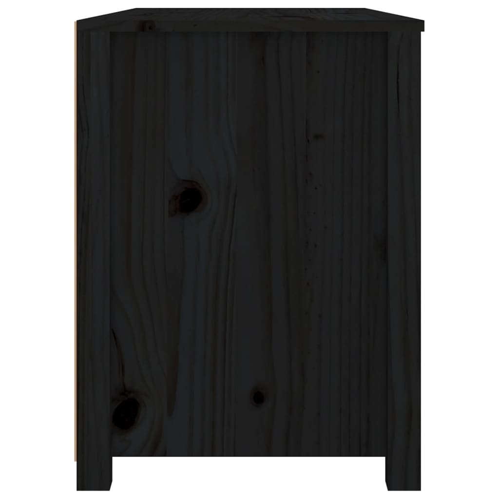 Beistellschrank Schwarz 100x40x54 cm Massivholz Kiefer