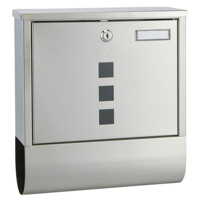 Briefkasten mit Zeitungshalter 30,5x9,6x33,5 cm Edelstahl