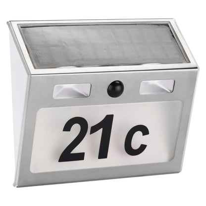 Hausnummer Solar LED-beleuchtet Silbern
