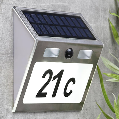 Hausnummer Solar LED-beleuchtet Silbern