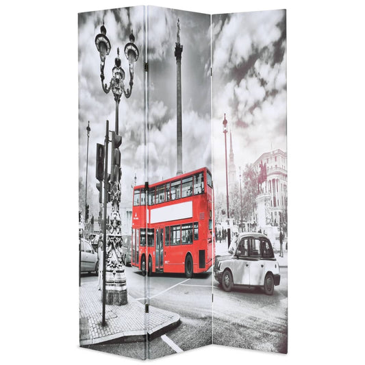 Raumteiler klappbar 120 x 170 cm London Bus Schwarz-Weiß