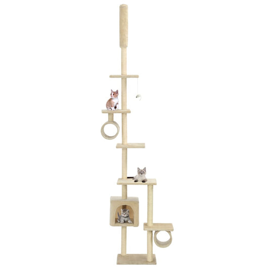 Katzen-Kratzbaum mit Sisal-Kratzsäulen 260 cm Beige