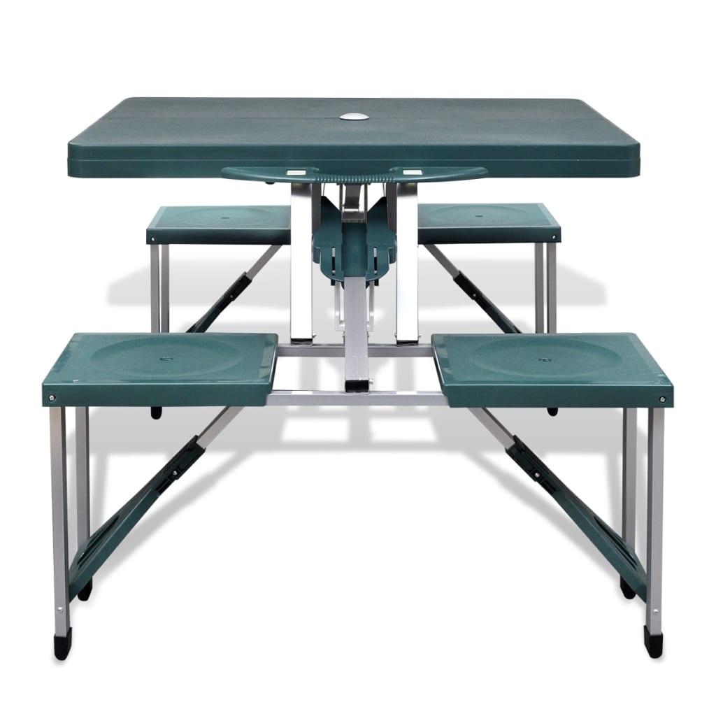 Campingtisch mit 4 Hockern Klappbar Aluminium Extra Leicht Grün