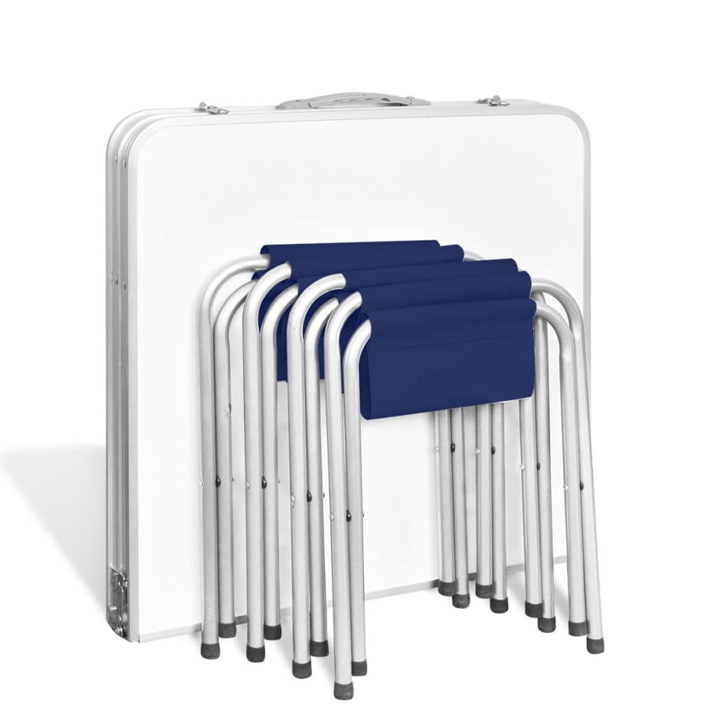 Campingtisch mit 4 Hockern Klappbar Höhenverstellbar 120x60 cm