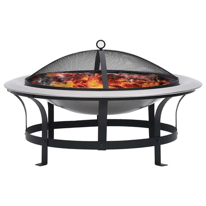 Garten-Feuerschale mit Grill Edelstahl 76 cm