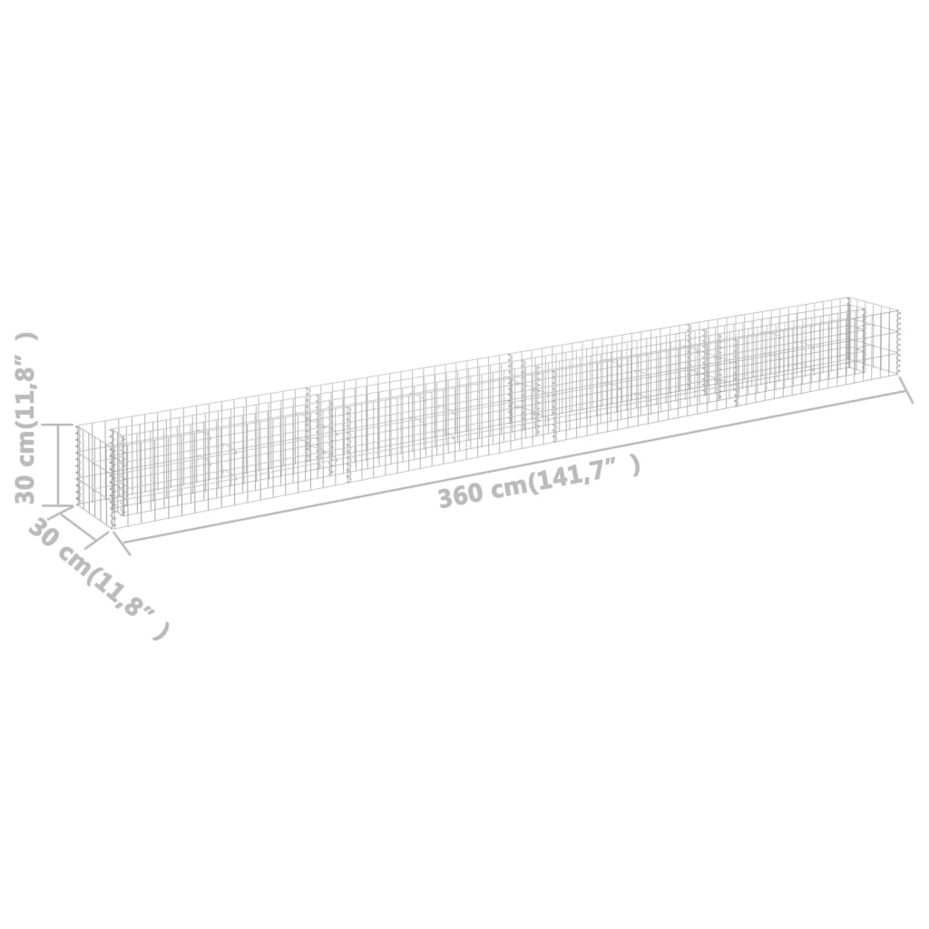 Gabionen-Hochbeet Verzinkter Stahl 360×30×30 cm