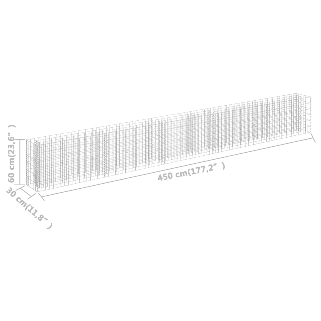 Gabionen-Hochbeet Verzinkter Stahl 450×30×60 cm