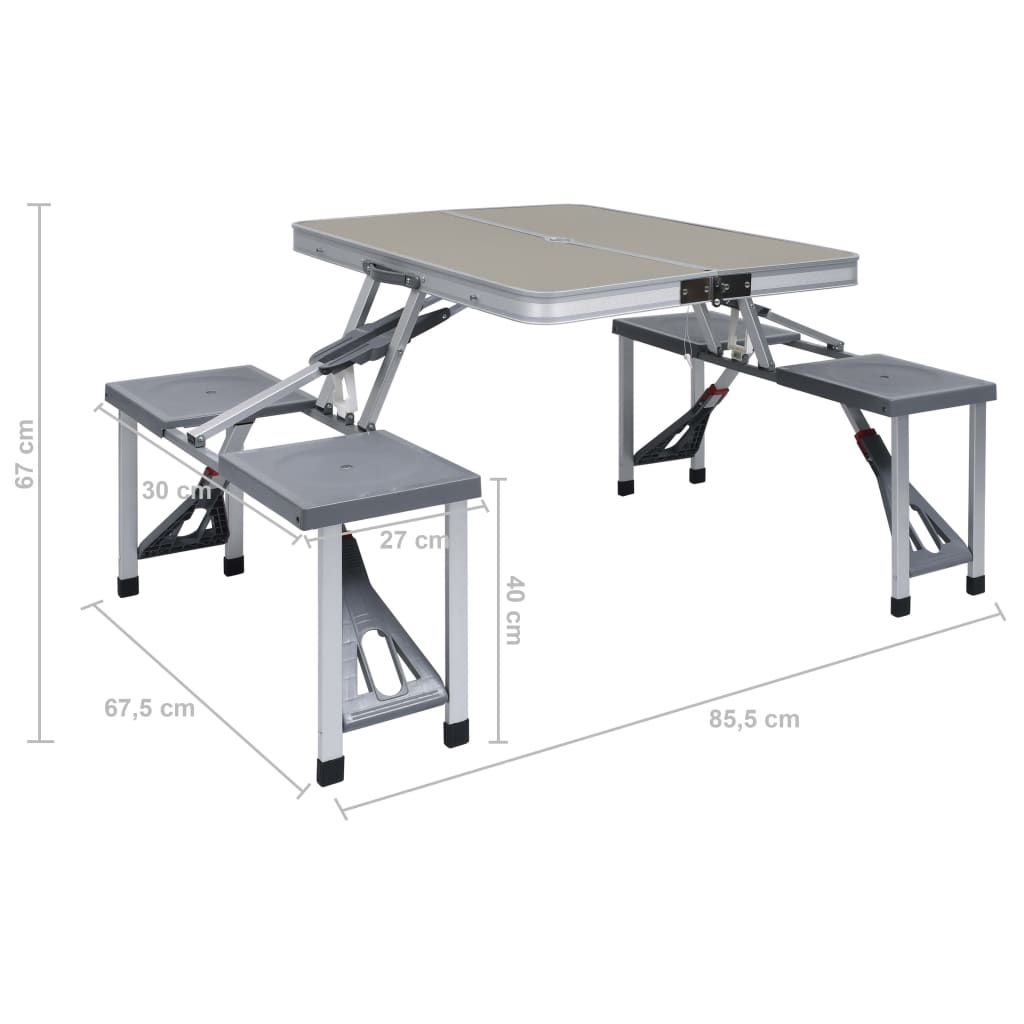 Klappbarer Campingtisch mit 4 Sitzen Stahl Aluminium