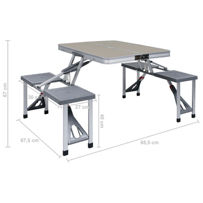 Klappbarer Campingtisch mit 4 Sitzen Stahl Aluminium