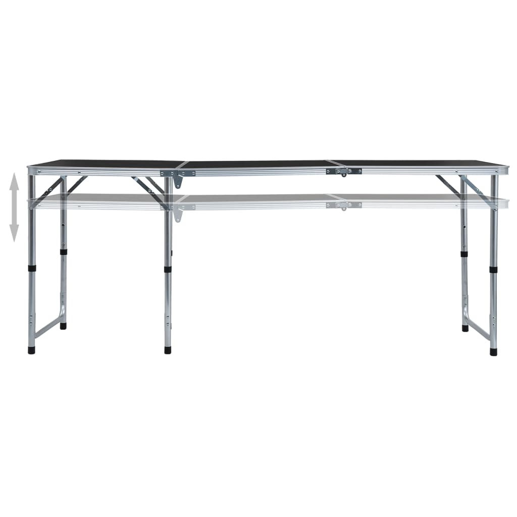 Klappbarer Campingtisch Grau Aluminium 180 x 60 cm