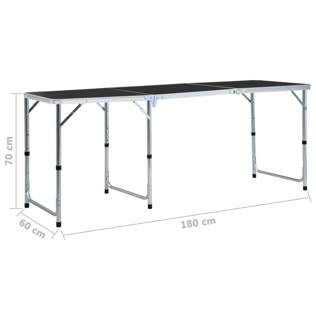 Klappbarer Campingtisch Grau Aluminium 180 x 60 cm