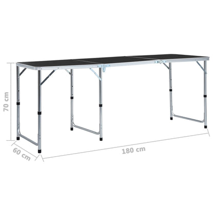 Klappbarer Campingtisch Grau Aluminium 180 x 60 cm