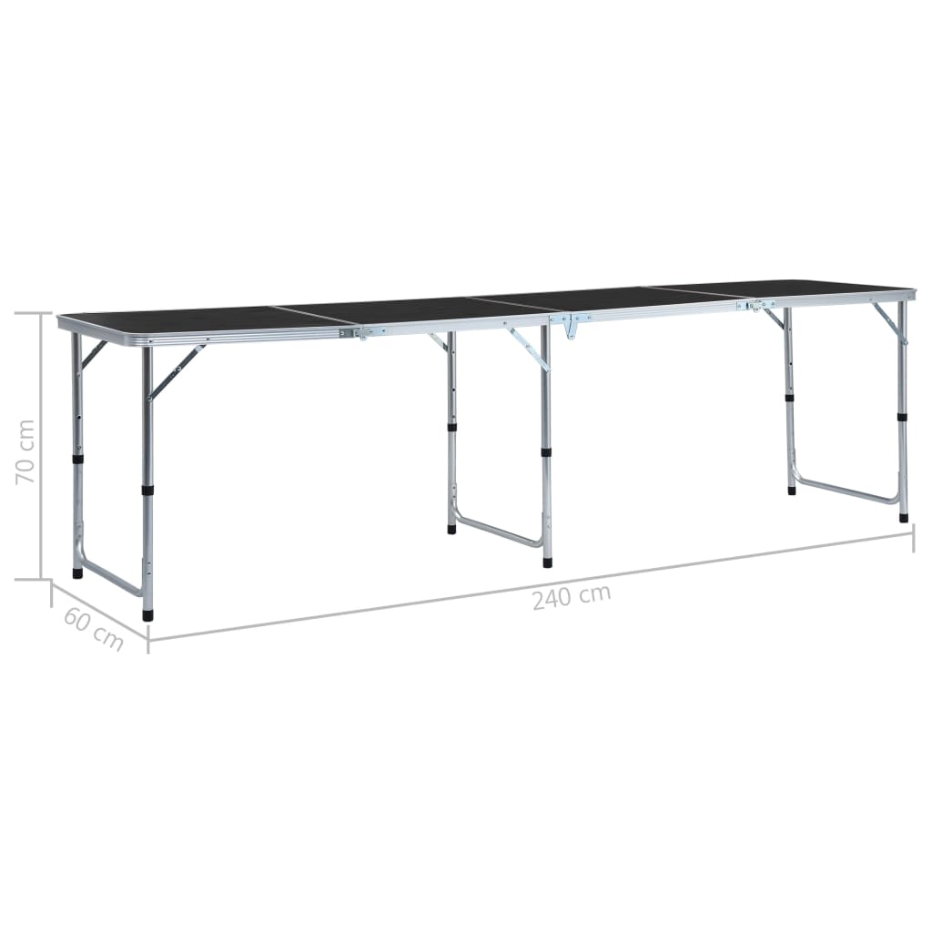 Klappbarer Campingtisch Grau Aluminium 240 x 60 cm