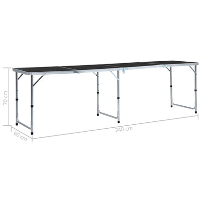 Klappbarer Campingtisch Grau Aluminium 240 x 60 cm