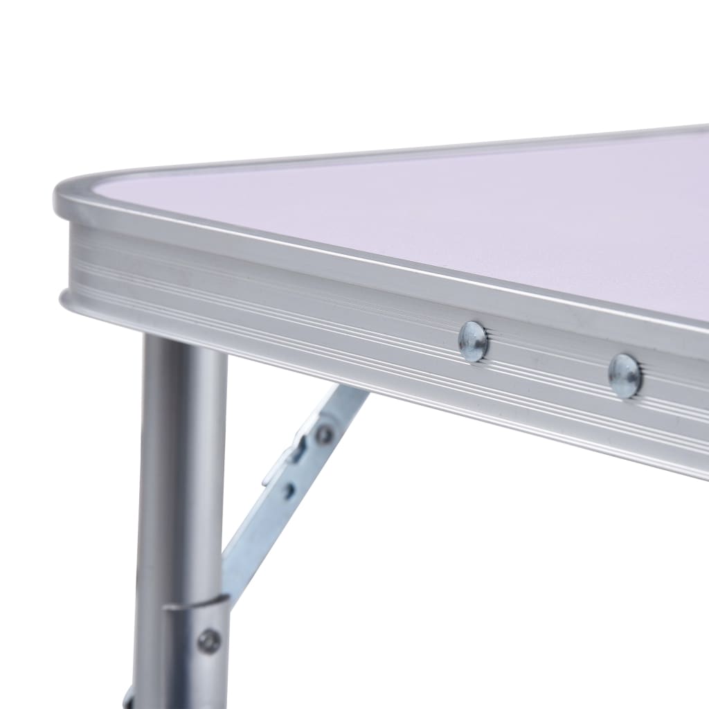 Klappbarer Campingtisch Weiß Aluminium 60x45 cm