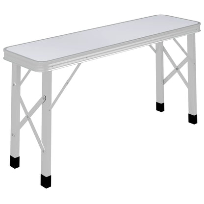 Klappbarer Campingtisch mit 2 Sitzbänken Aluminium Weiß