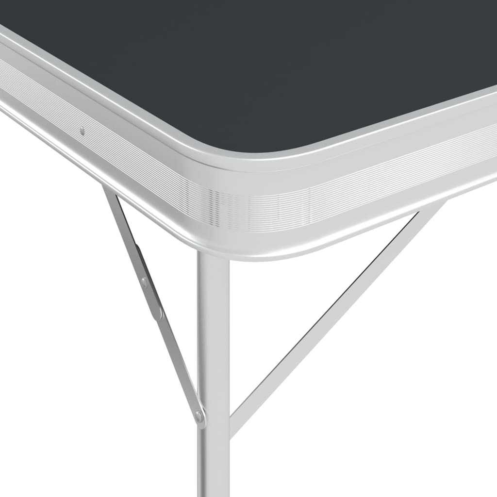 Klappbarer Campingtisch mit 2 Sitzbänken Aluminium Grau
