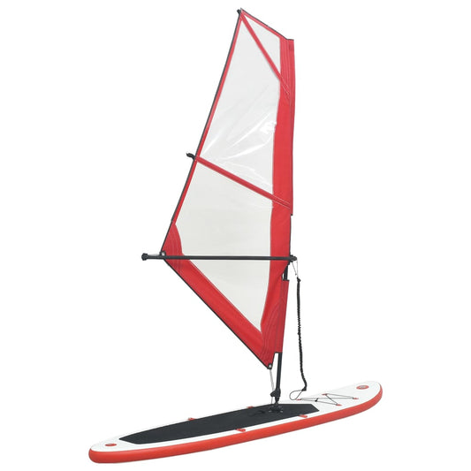 Aufblasbares SUP-Board mit Segel Set Rot und Weiß