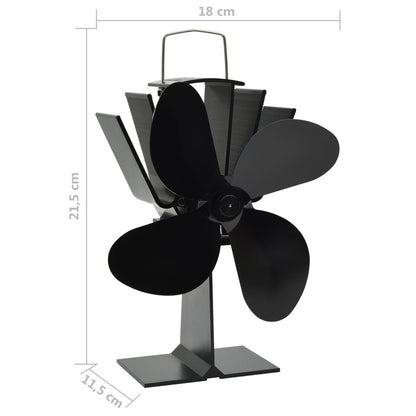 Ofenventilator Wärmebetrieben 4 Blätter Schwarz