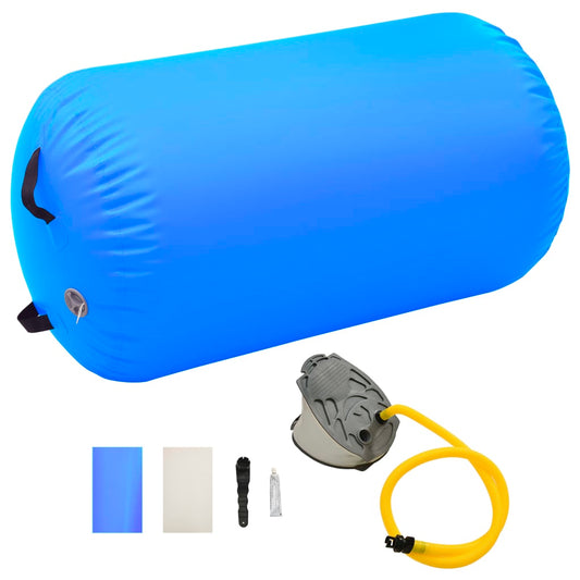 Aufblasbare Gymnastik-Rolle mit Pumpe 100x60 cm PVC Blau