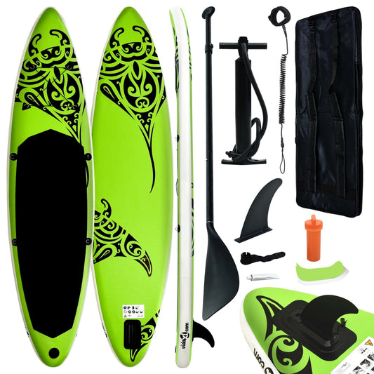 Aufblasbares Stand Up Paddle Board Set 366x76x15 cm Grün