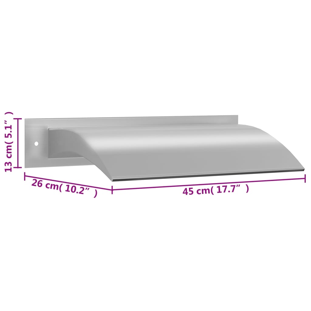 Pool-Wasserfall Silber 45x9x26 cm Edelstahl