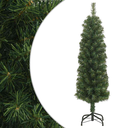 Künstlicher Weihnachtsbaum Schlank mit Ständer Grün 120 cm PVC