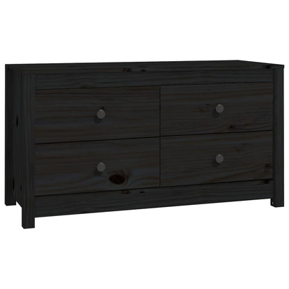 Beistellschrank Schwarz 100x40x54 cm Massivholz Kiefer