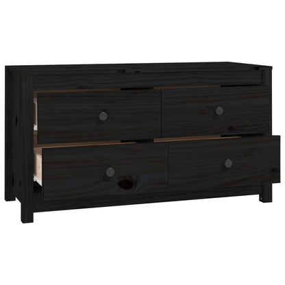 Beistellschrank Schwarz 100x40x54 cm Massivholz Kiefer