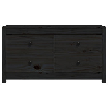 Beistellschrank Schwarz 100x40x54 cm Massivholz Kiefer