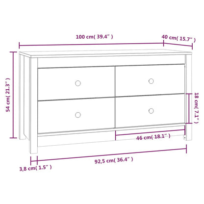 Beistellschrank Schwarz 100x40x54 cm Massivholz Kiefer