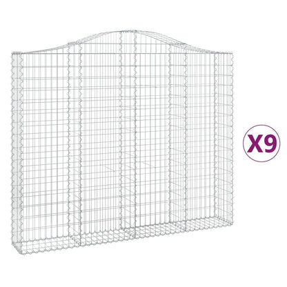 Gabionen mit Hochbogen 9 Stk. 200x30x160/180cm Verzinktes Eisen