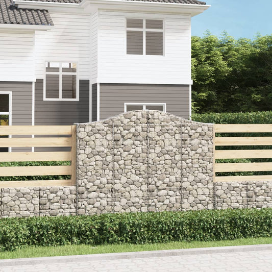 Gabionen mit Hochbogen 9 Stk. 200x30x160/180cm Verzinktes Eisen