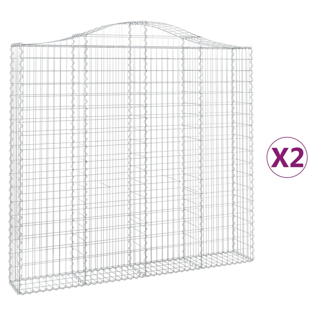 Gabionen mit Hochbogen 2 Stk. 200x30x180/200cm Verzinktes Eisen