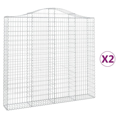 Gabionen mit Hochbogen 2 Stk. 200x30x180/200cm Verzinktes Eisen