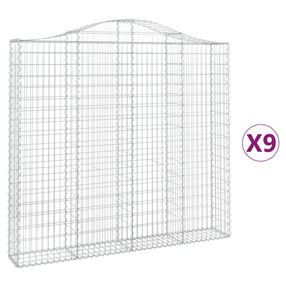 Gabionen mit Hochbogen 9 Stk. 200x30x180/200cm Verzinktes Eisen