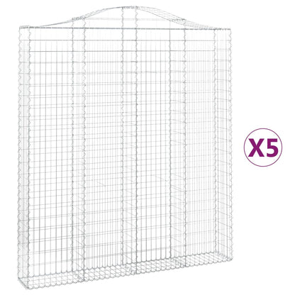 Gabionen mit Hochbogen 5 Stk. 200x30x220/240cm Verzinktes Eisen