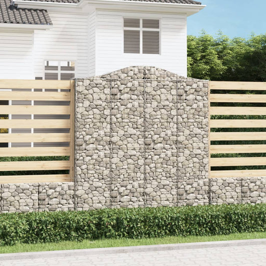 Gabionen mit Hochbogen 5 Stk. 200x30x220/240cm Verzinktes Eisen