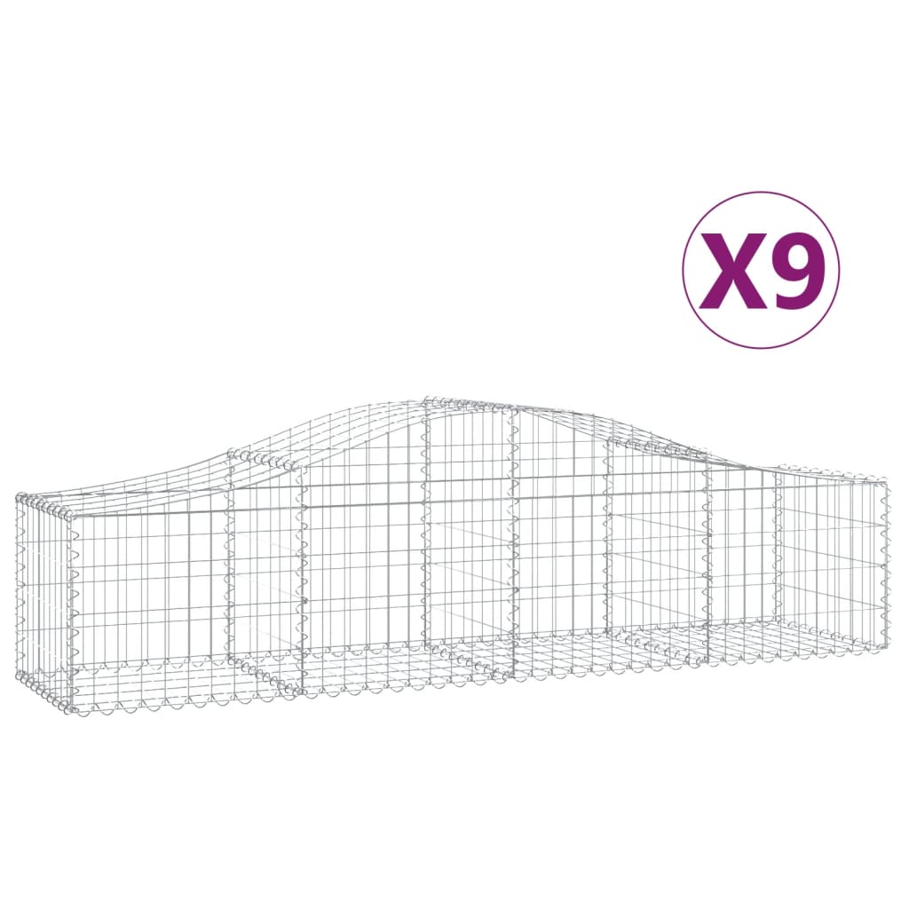 Gabionen mit Hochbogen 9 Stk. 200x50x40/60 cm Verzinktes Eisen
