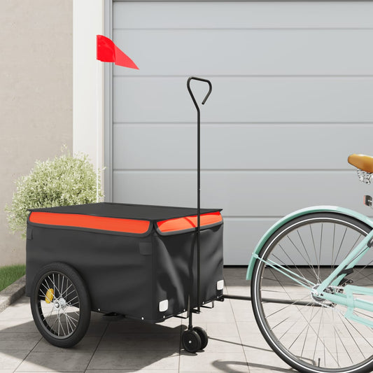 Fahrradanhänger Schwarz und Orange 30 kg Eisen