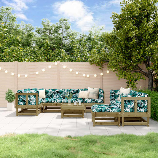 10-tlg. Garten-Lounge-Set mit Kissen Kiefernholz Imprägniert