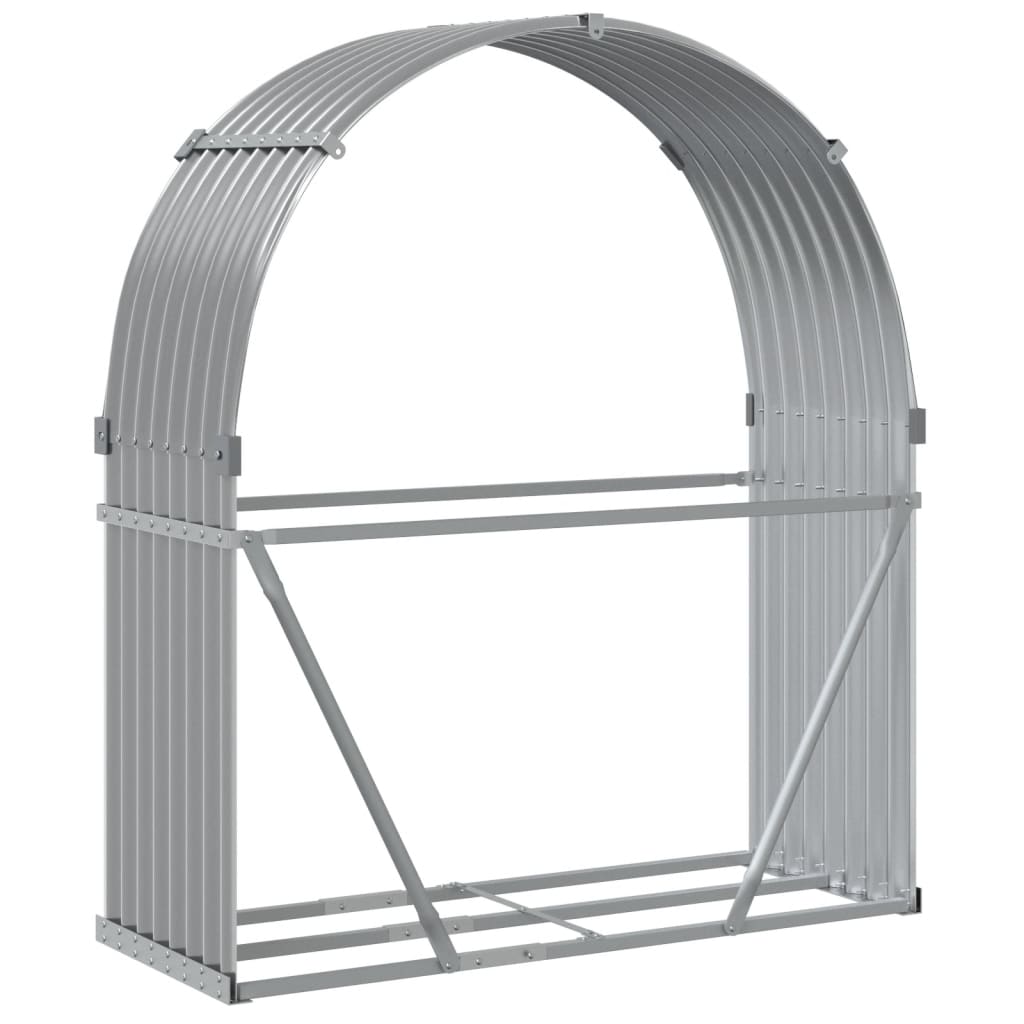 Kaminholzunterstand Hellgrau 120x45x140 cm Verzinkter Stahl