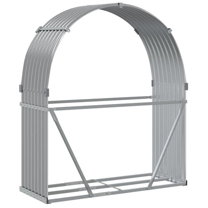 Kaminholzunterstand Hellgrau 120x45x140 cm Verzinkter Stahl