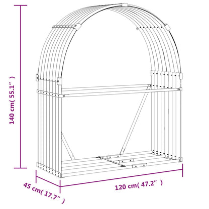 Kaminholzunterstand Hellgrau 120x45x140 cm Verzinkter Stahl
